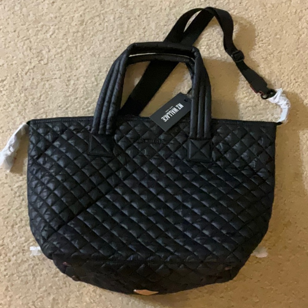 NWT MZ Wallace large Sutton tote in black, long strap & 3 pouches